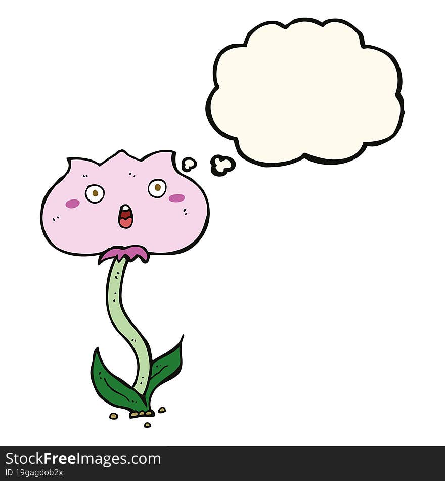 Cartoon Shocked Flower With Thought Bubble