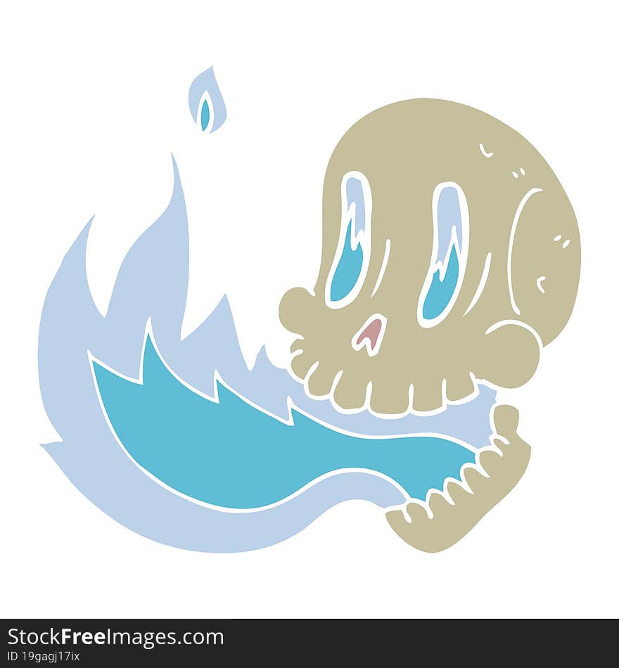 Cartoon Doodle Flaming Skull