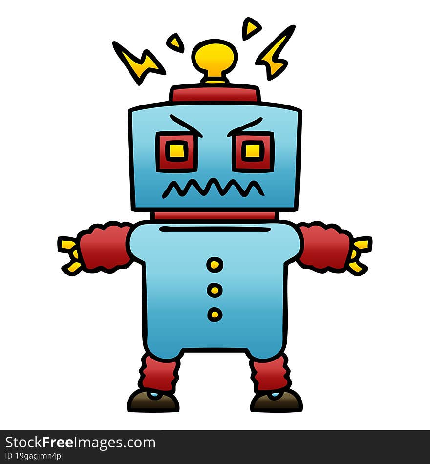 quirky gradient shaded cartoon robot