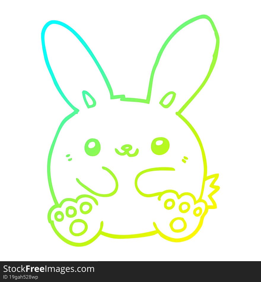 cold gradient line drawing of a cartoon rabbit