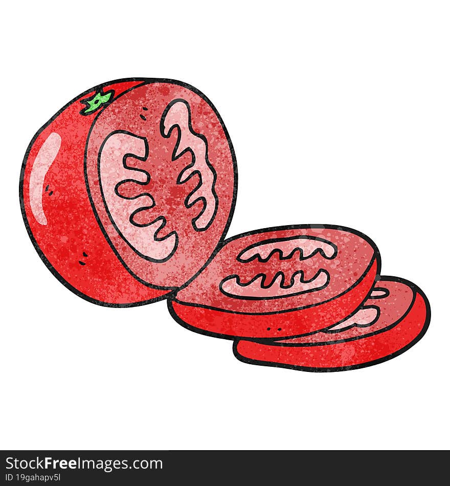 freehand textured cartoon sliced tomato