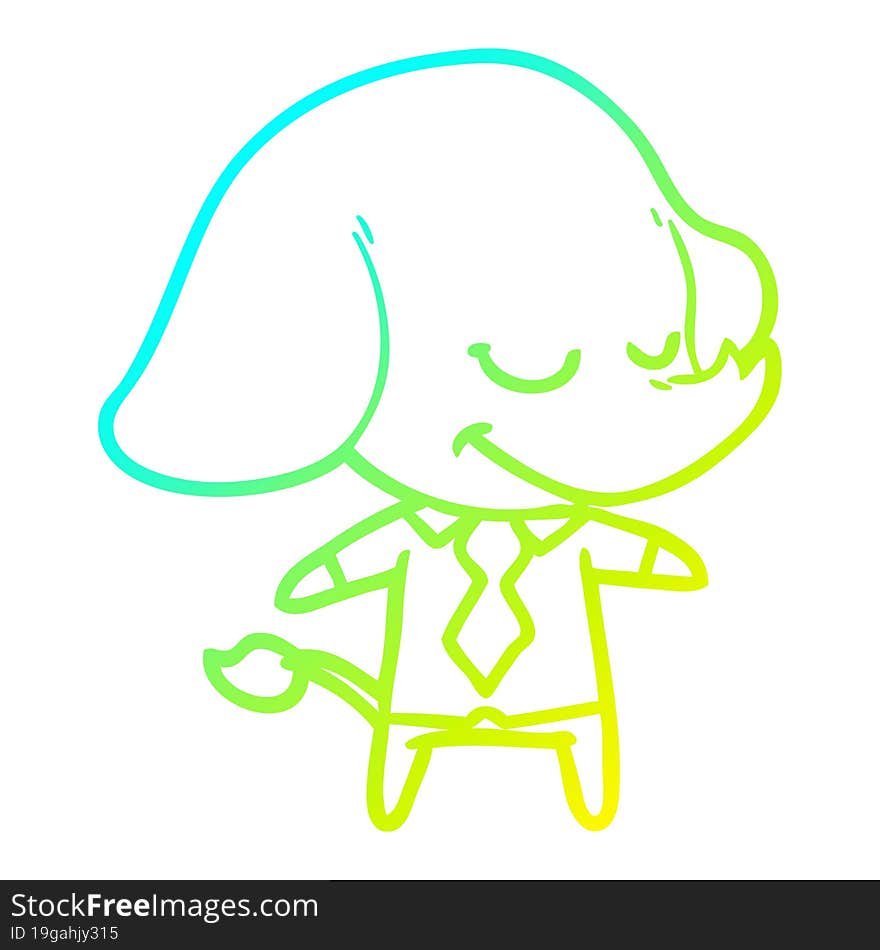 Cold Gradient Line Drawing Cartoon Smiling Elephant Manager