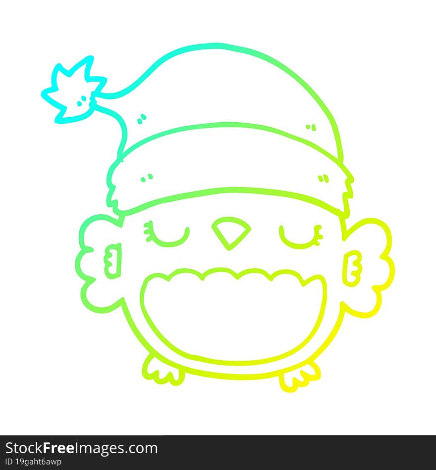 cold gradient line drawing cute christmas owl