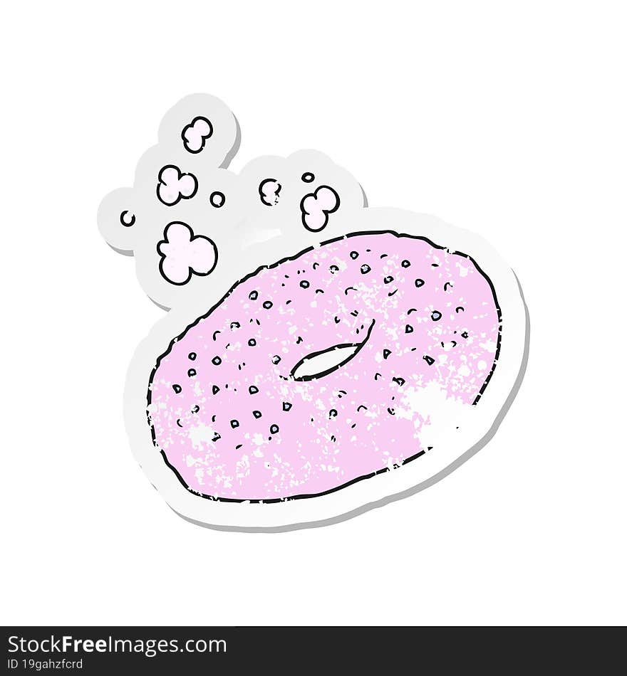 retro distressed sticker of a cartoon bagel