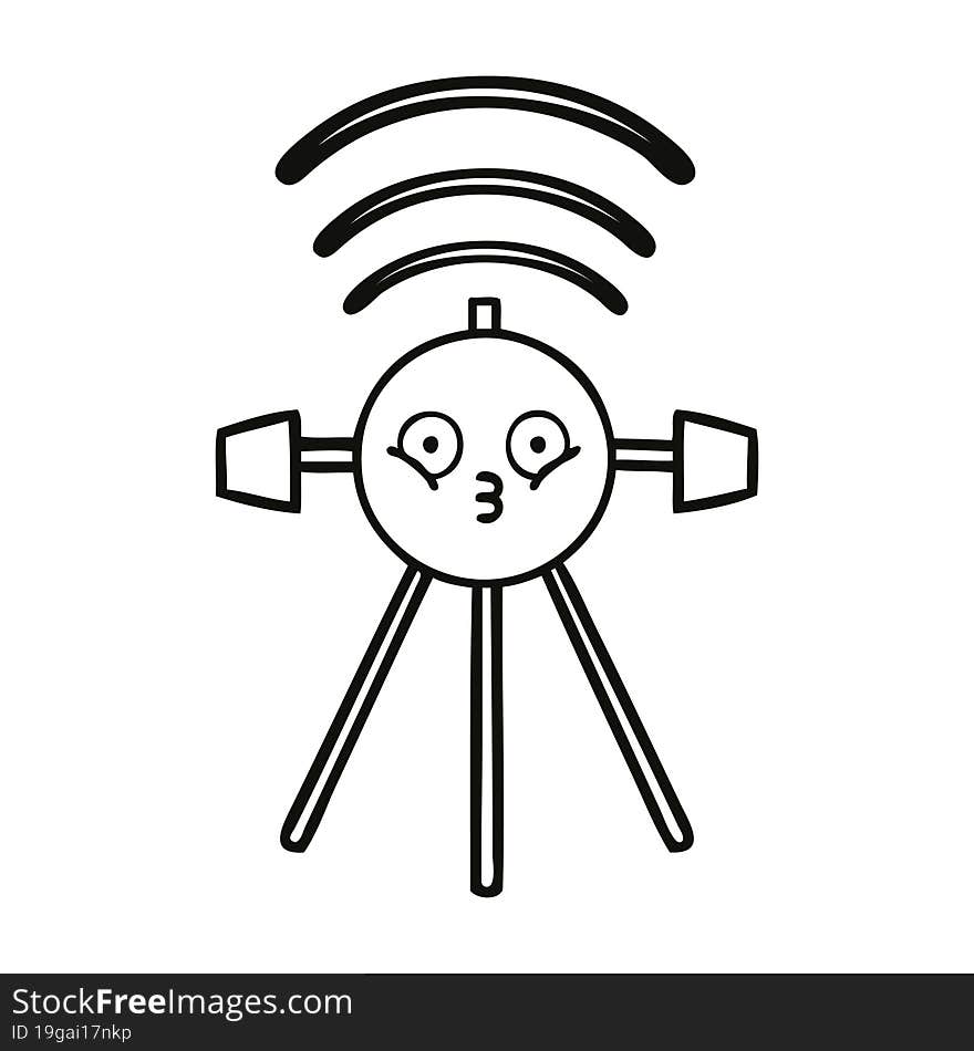 line drawing cartoon satellite