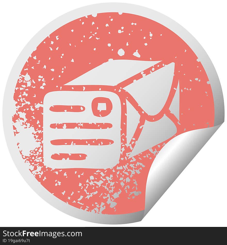 distressed circular peeling sticker symbol paper parcel