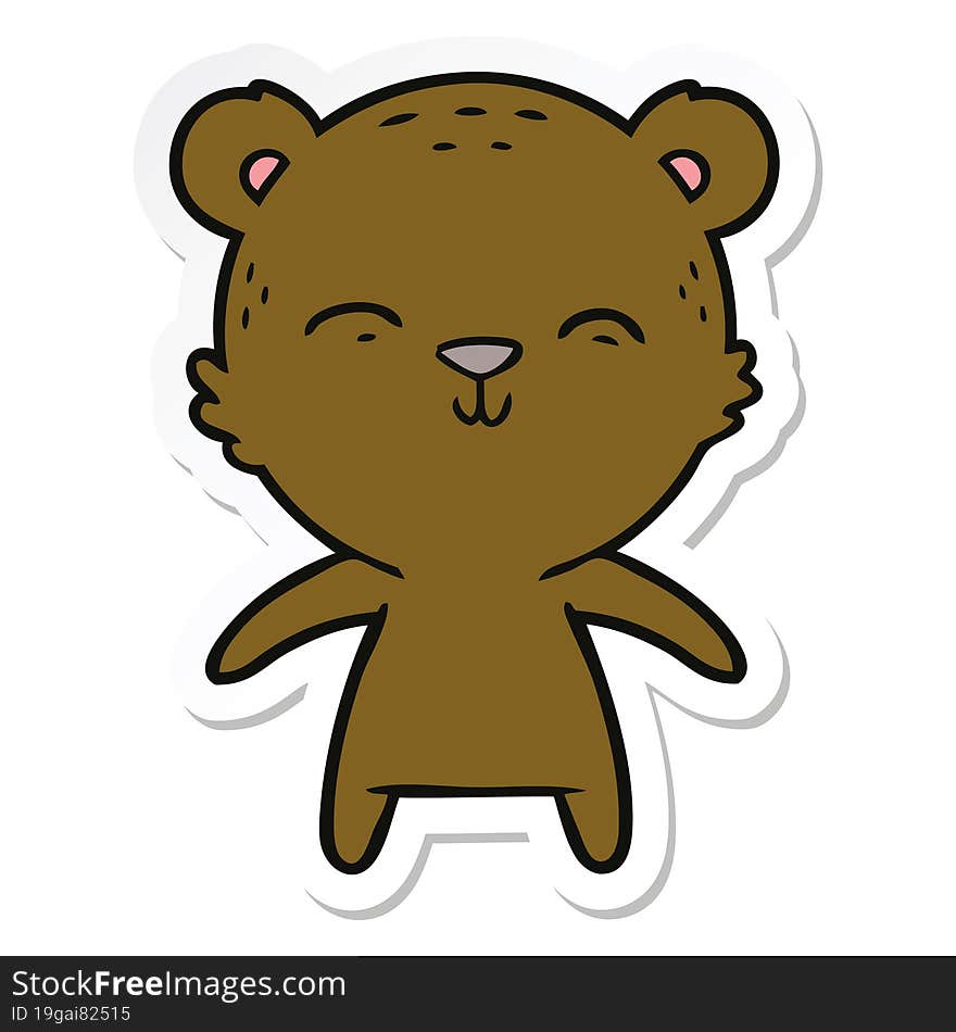 sticker of a happy cartoon bear