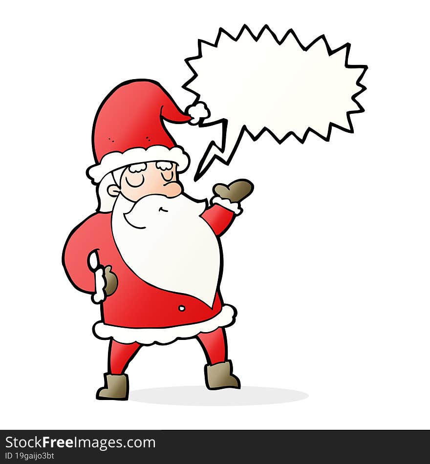 cartoon santa claus with speech bubble