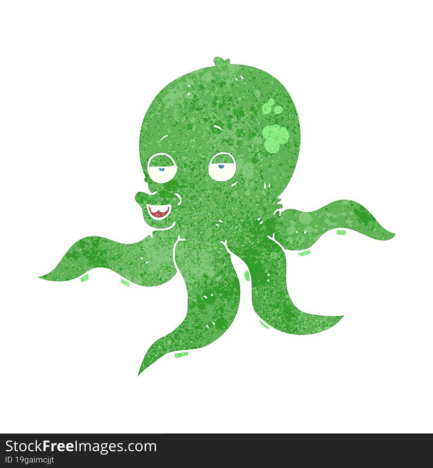 retro cartoon octopus