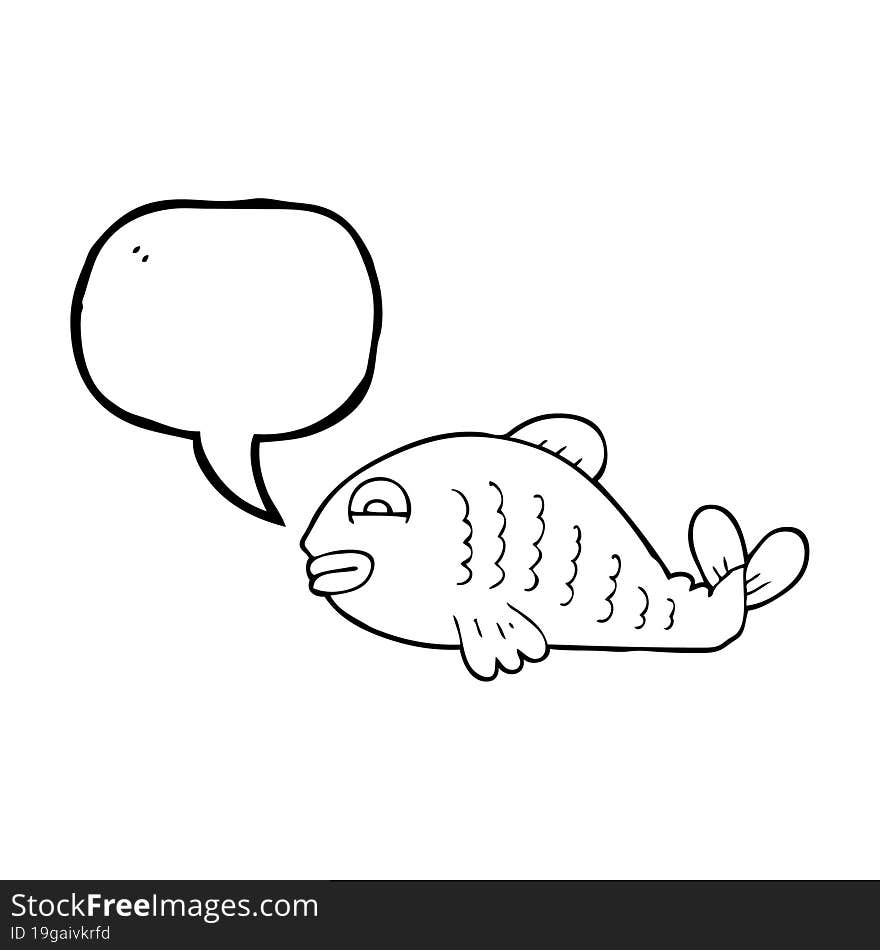 freehand drawn speech bubble cartoon fish