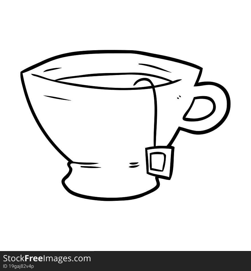 line drawing of a cup of tea. line drawing of a cup of tea