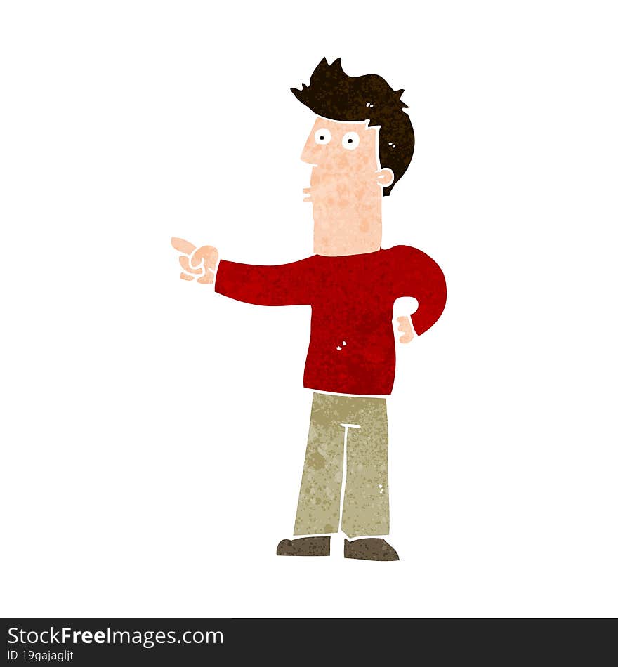 cartoon curious man pointing