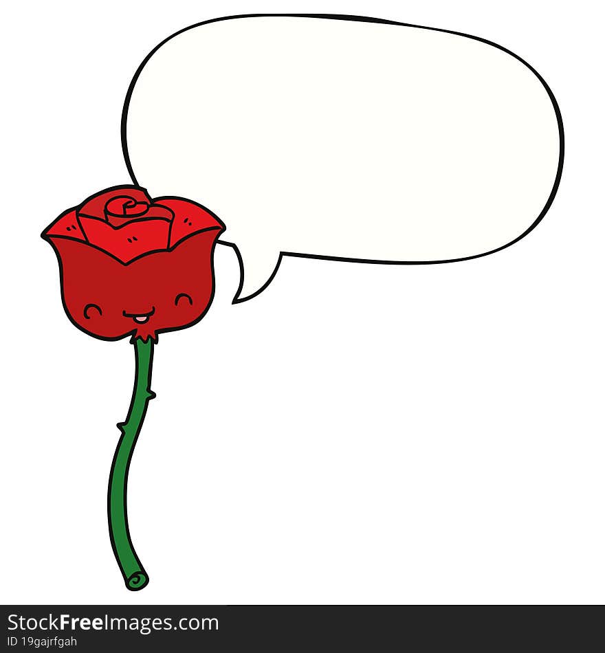 Cartoon Rose And Speech Bubble