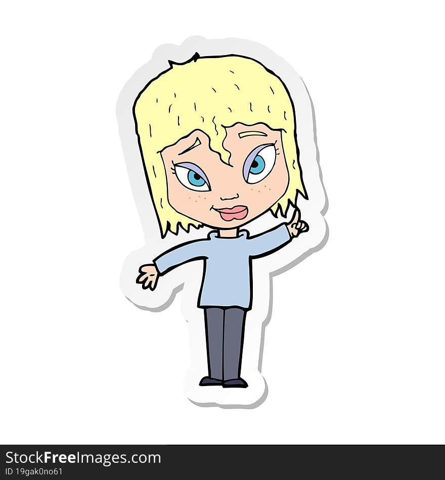 sticker of a cartoon woman with idea