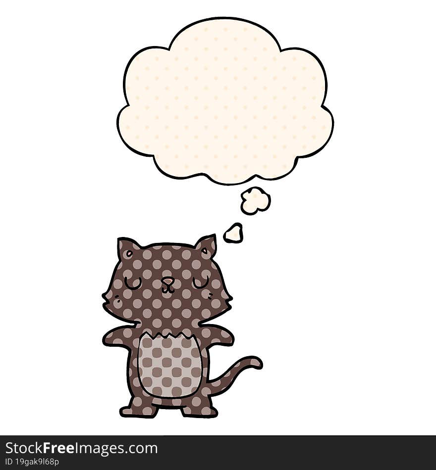 cartoon cat with thought bubble in comic book style