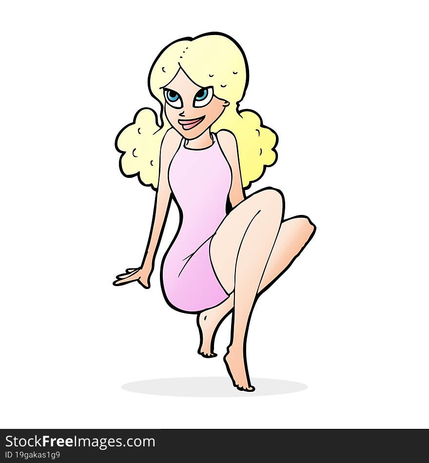 cartoon attractive woman posing