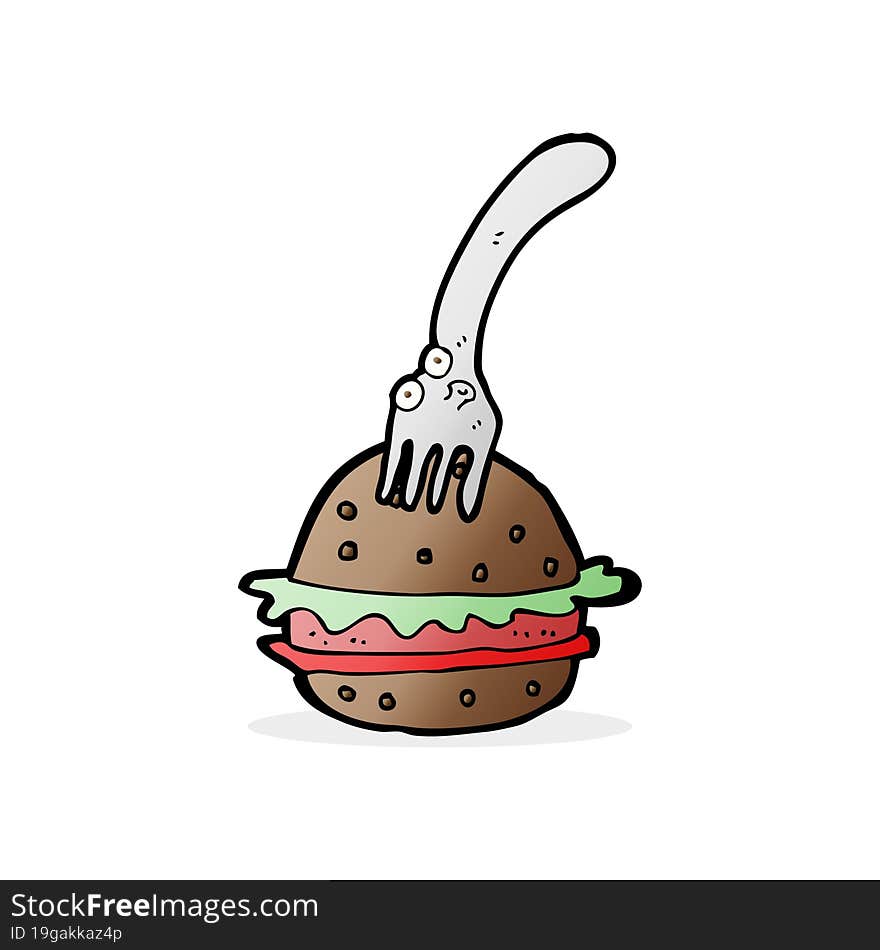 Cartoon Fork And Burger