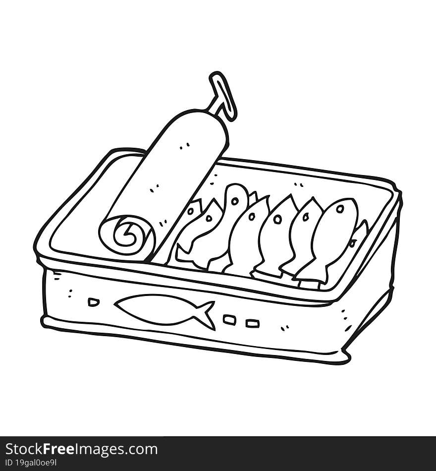 black and white cartoon can of sardines