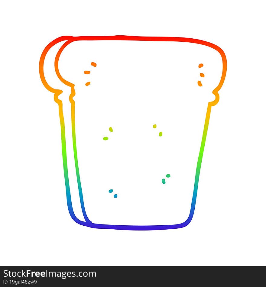 rainbow gradient line drawing cartoon slice of bread