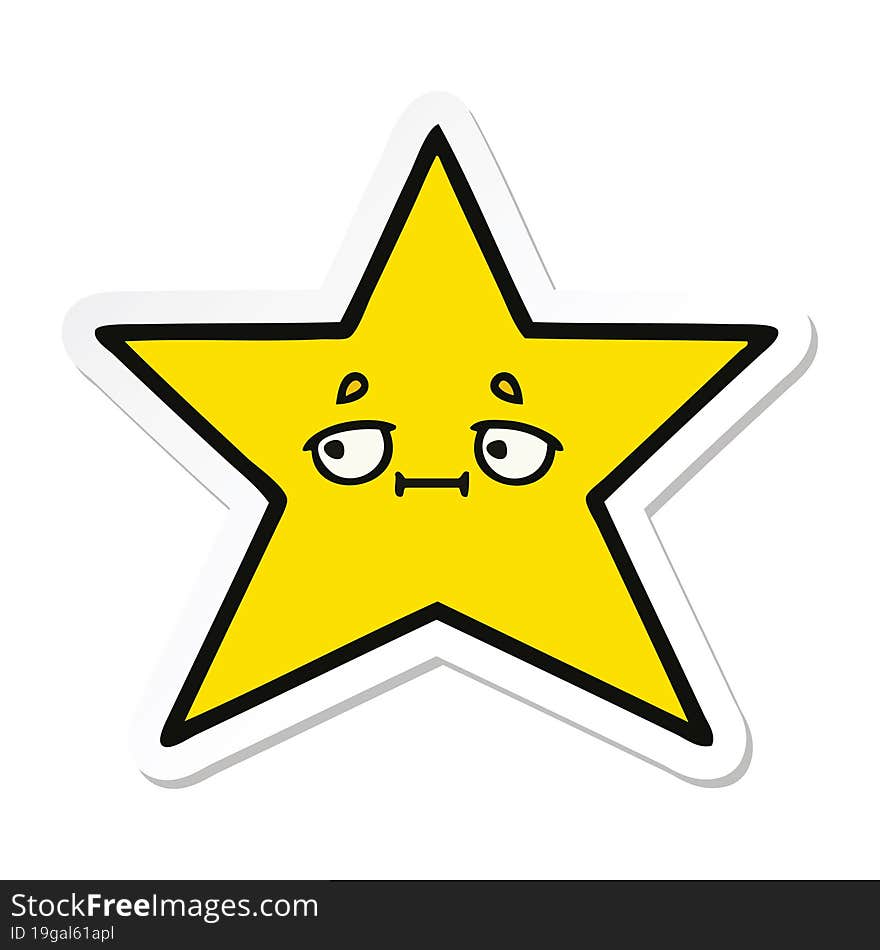 sticker of a cute cartoon gold star