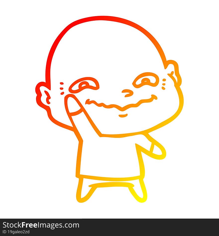 warm gradient line drawing cartoon creepy guy