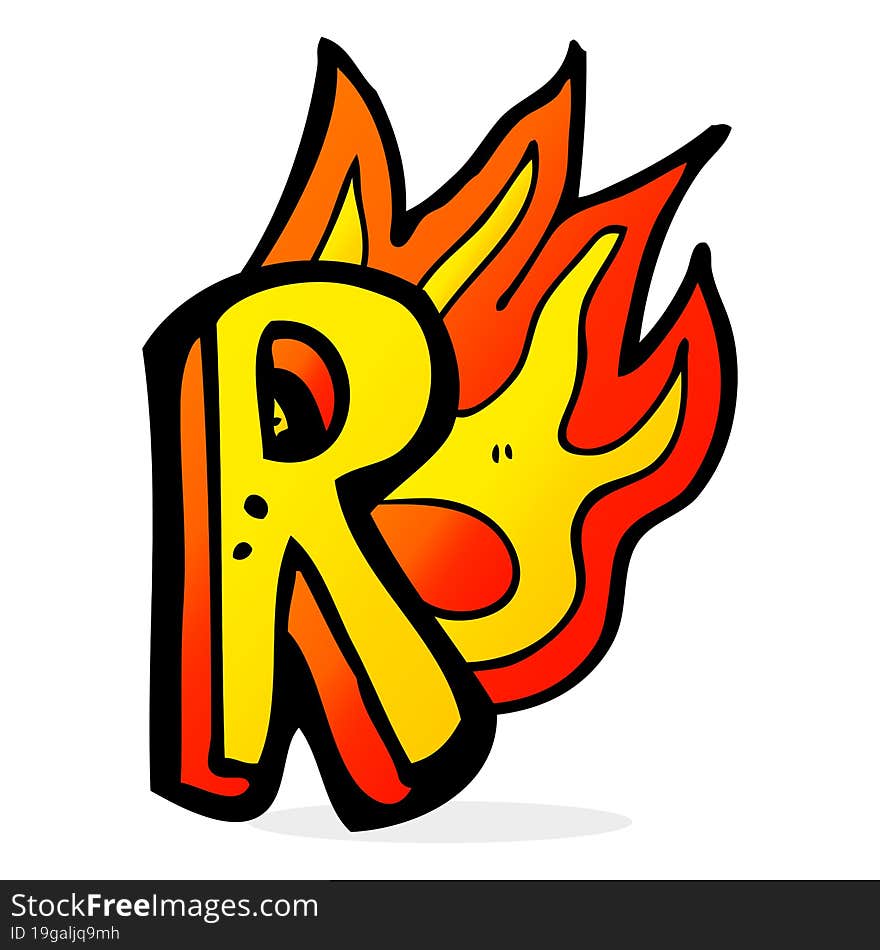 Cartoon Flaming Letter