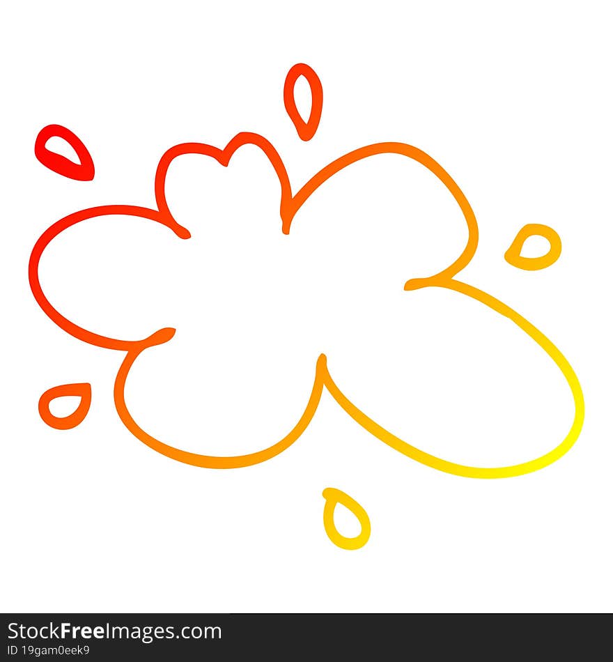 warm gradient line drawing of a cartoon red splat of paint