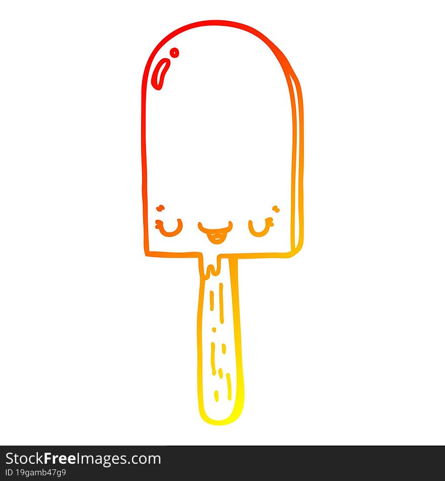 warm gradient line drawing cartoon ice lolly