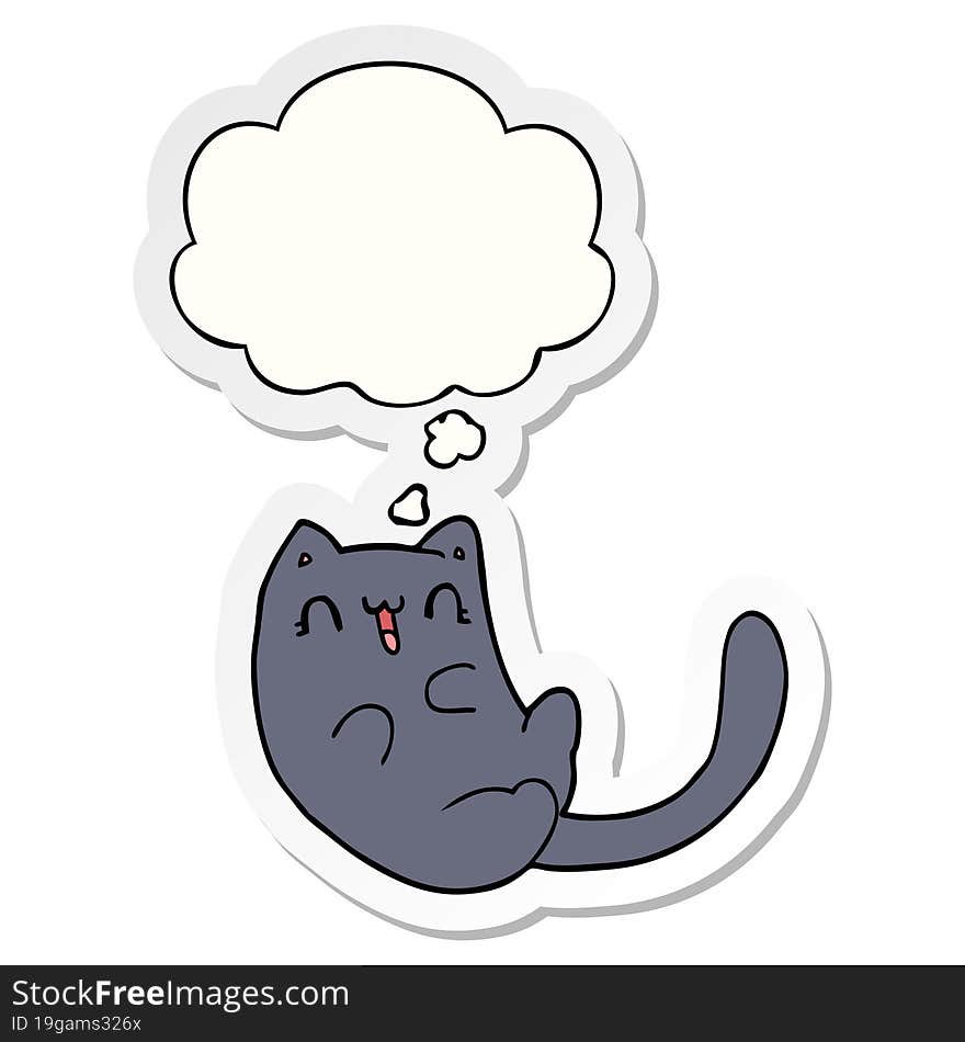 cartoon cat and thought bubble as a printed sticker