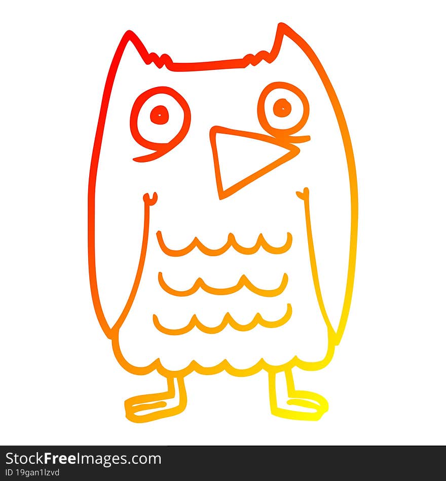 warm gradient line drawing funny cartoon owl