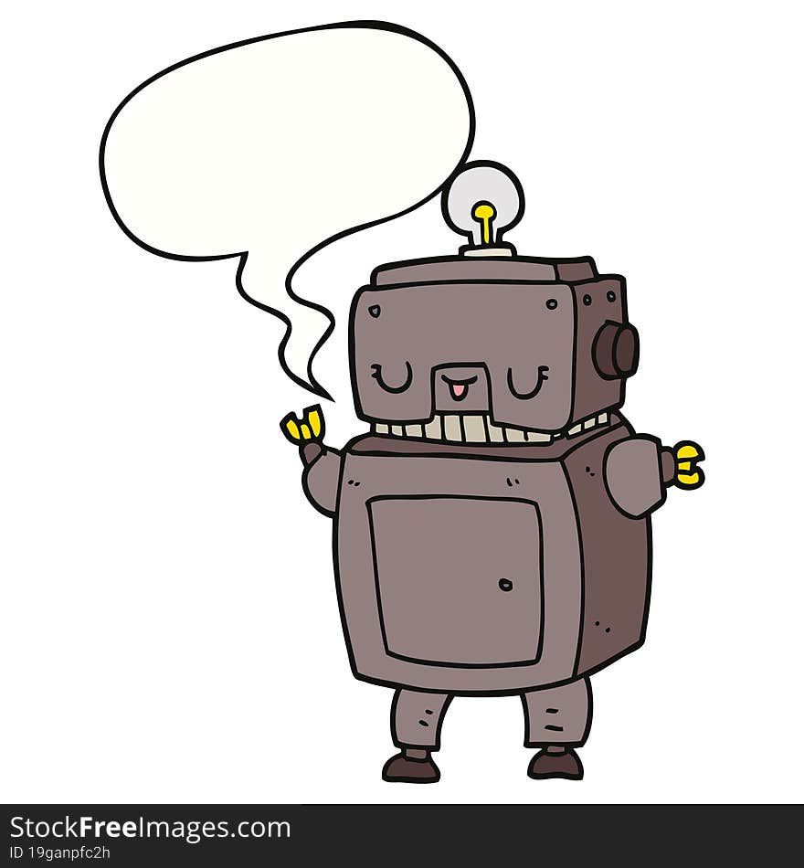 cartoon robot and speech bubble