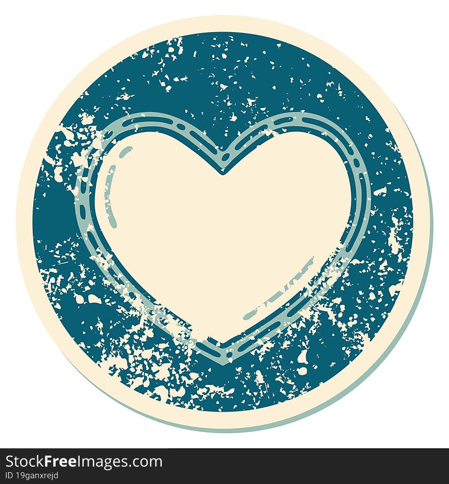 iconic distressed sticker tattoo style image of a heart. iconic distressed sticker tattoo style image of a heart