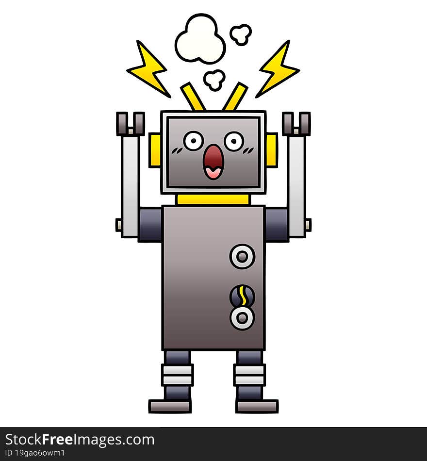 gradient shaded cartoon malfunctioning robot