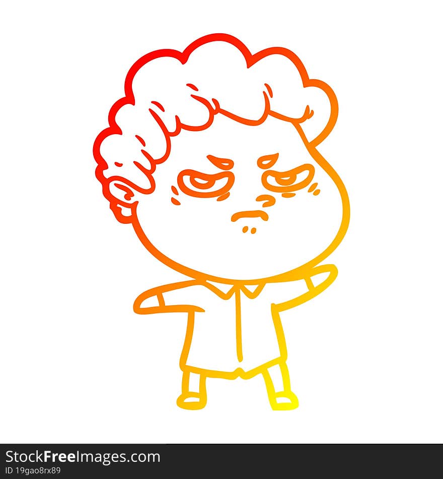 warm gradient line drawing cartoon angry man