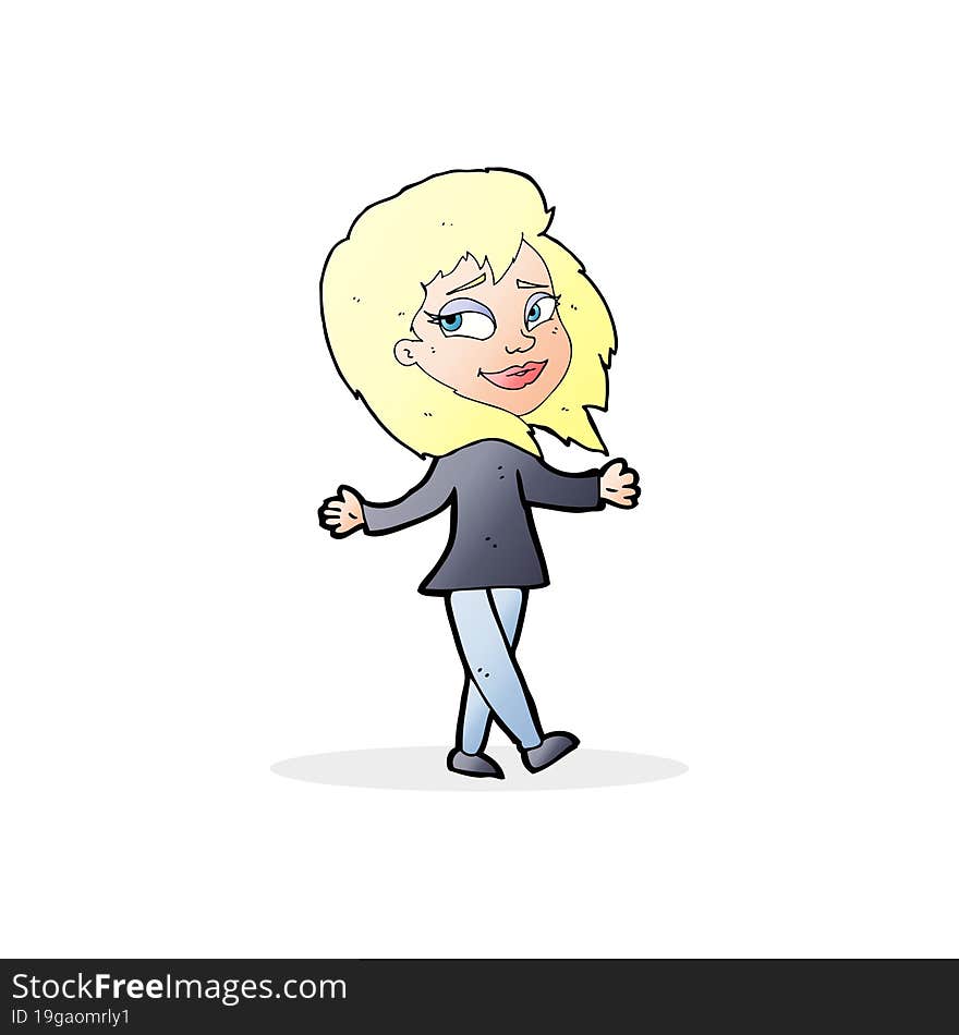 stress free woman cartoon