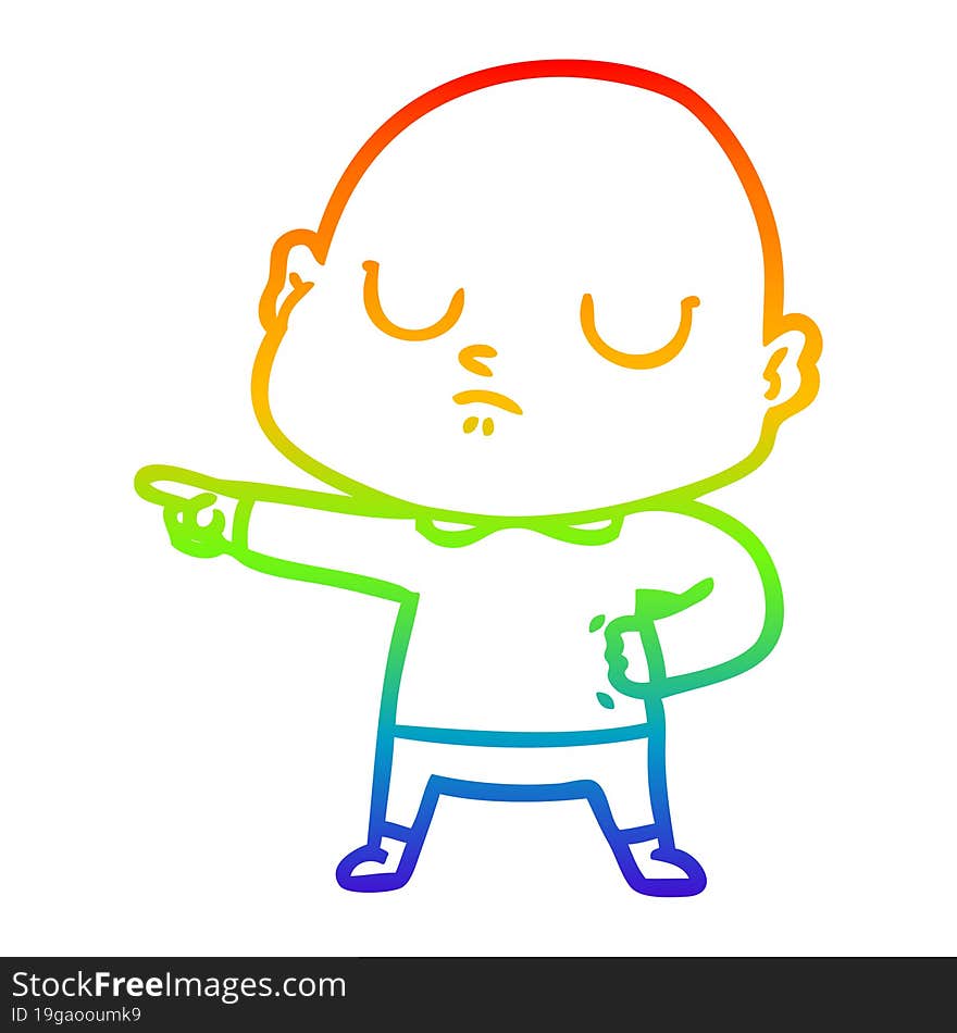 rainbow gradient line drawing of a cartoon bald man