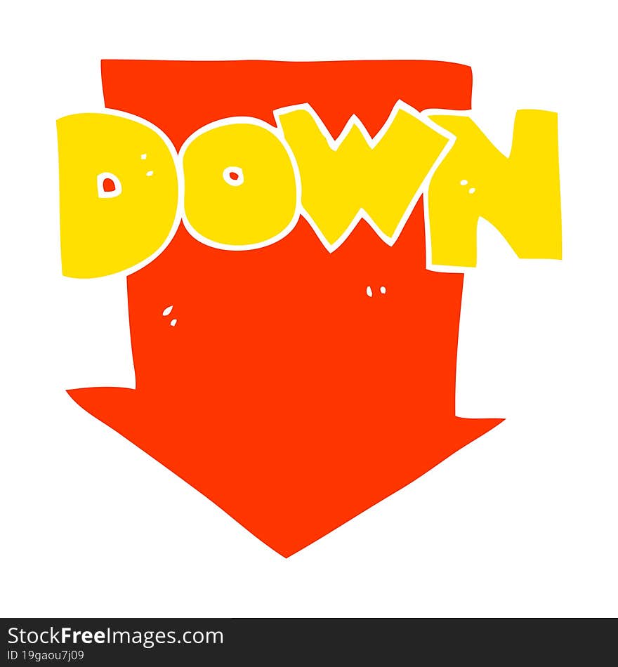 flat color illustration of down arrow symbol. flat color illustration of down arrow symbol