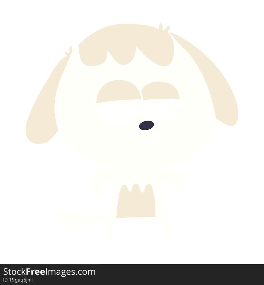 flat color style cartoon bored dog