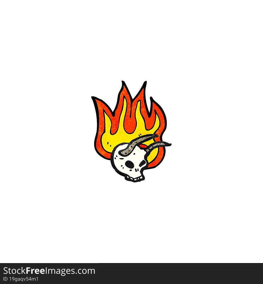 cartoon flaming skull