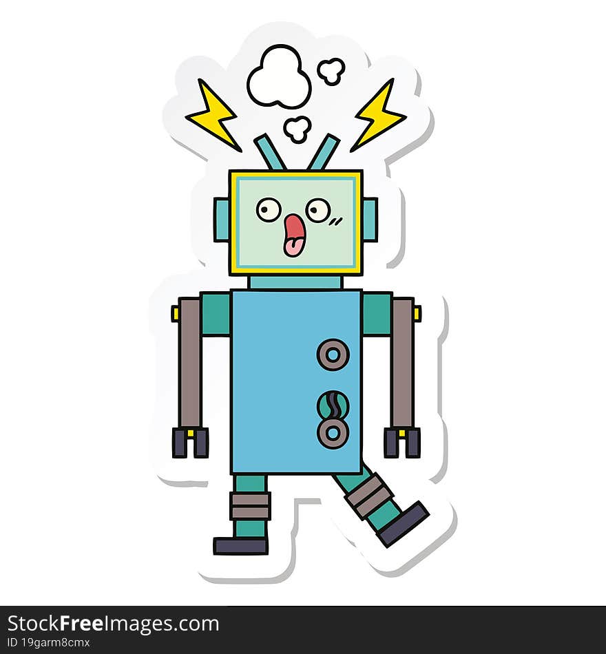 Sticker Of A Cute Cartoon Robot