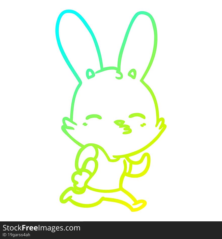 cold gradient line drawing cartoon running rabbit