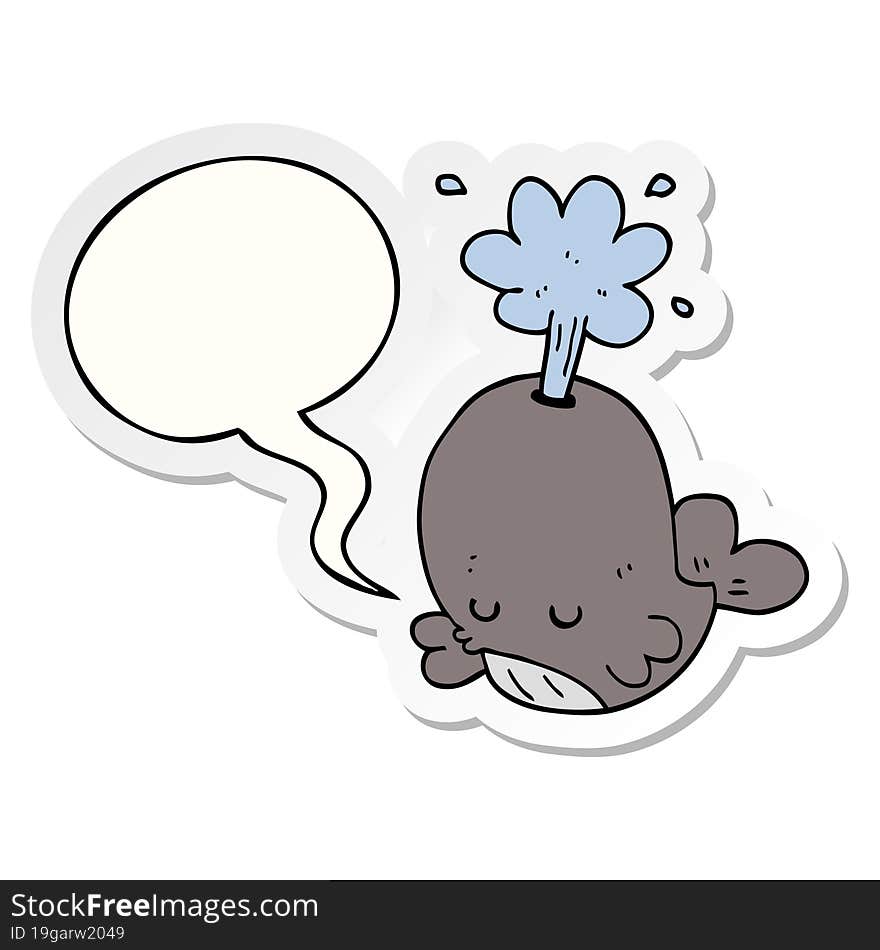 cartoon spouting whale and speech bubble sticker