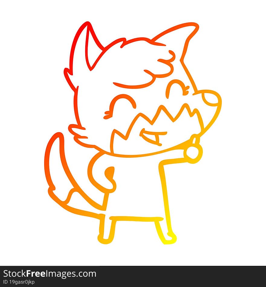 warm gradient line drawing happy cartoon fox