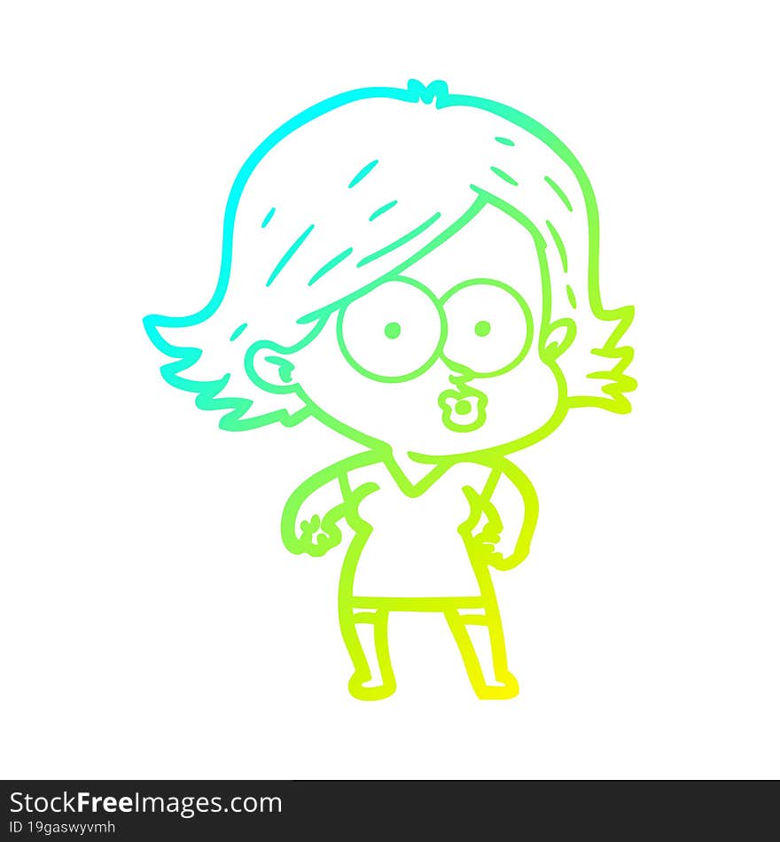 cold gradient line drawing cartoon girl pouting