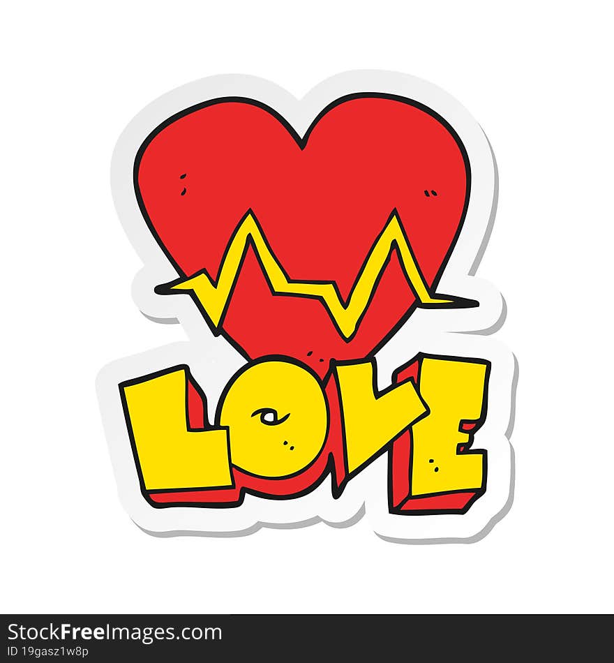 sticker of a cartoon heart rate pulse love symbol