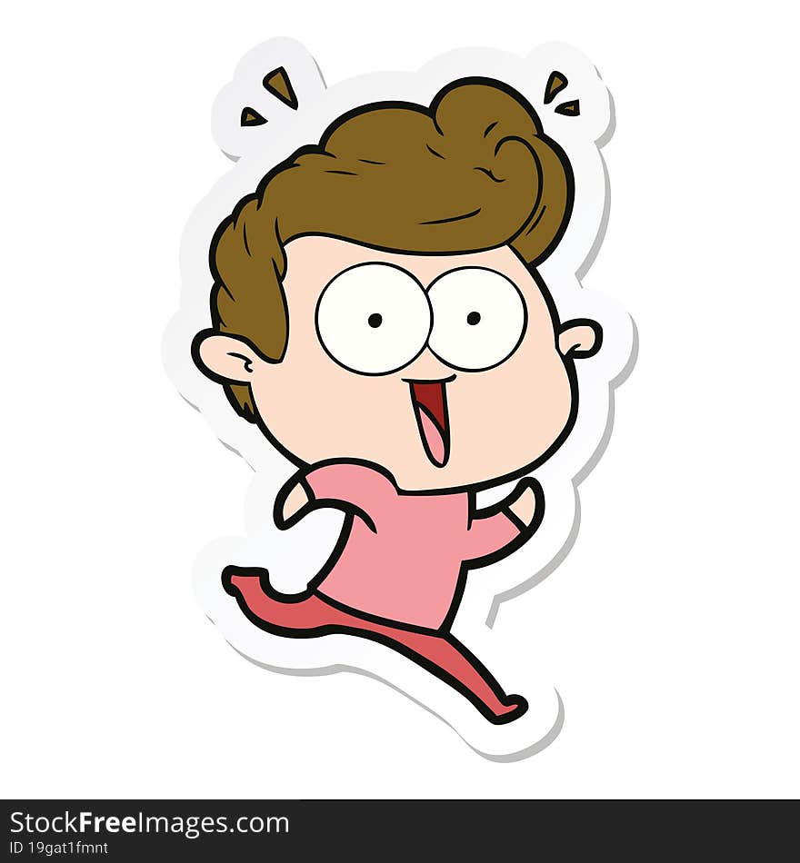 sticker of a cartoon excited man