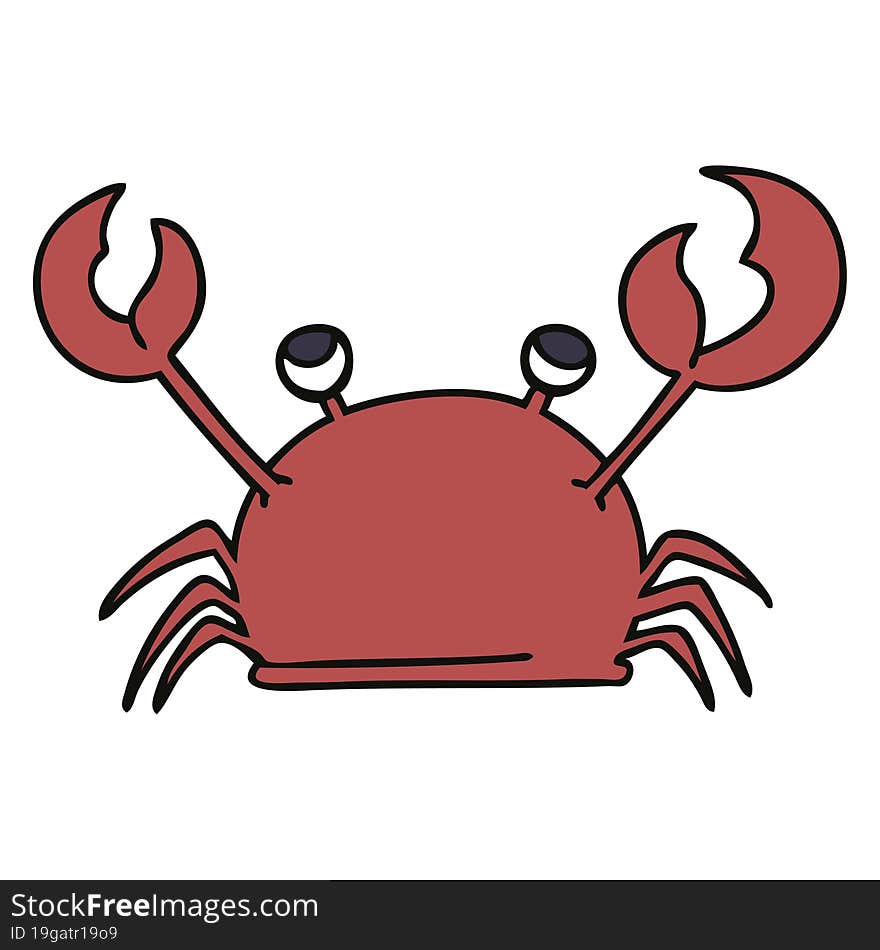 Quirky Hand Drawn Cartoon Happy Crab