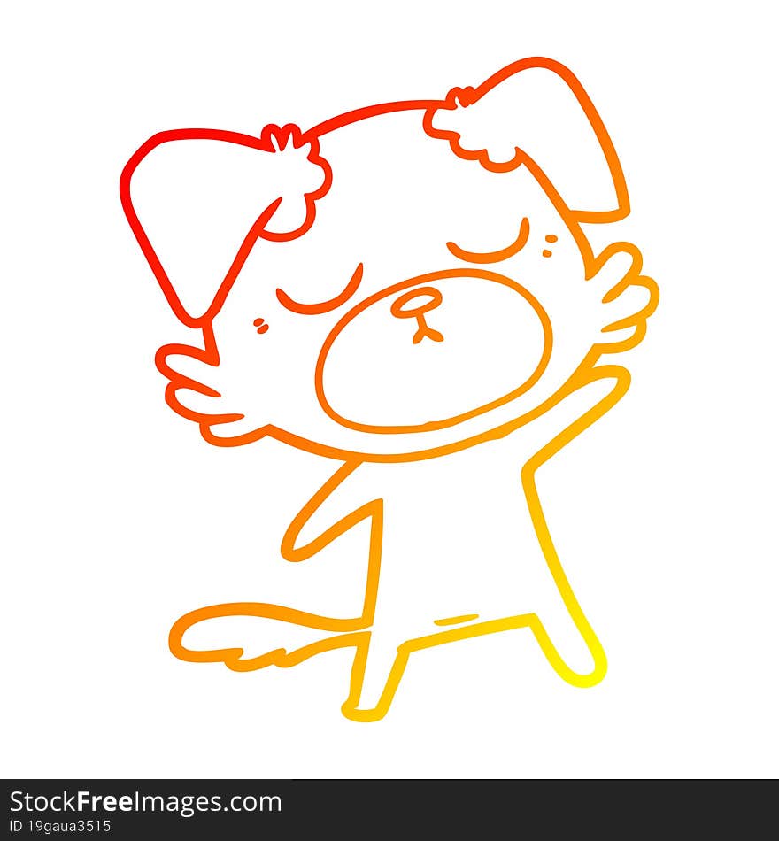 Warm Gradient Line Drawing Cute Cartoon Dog