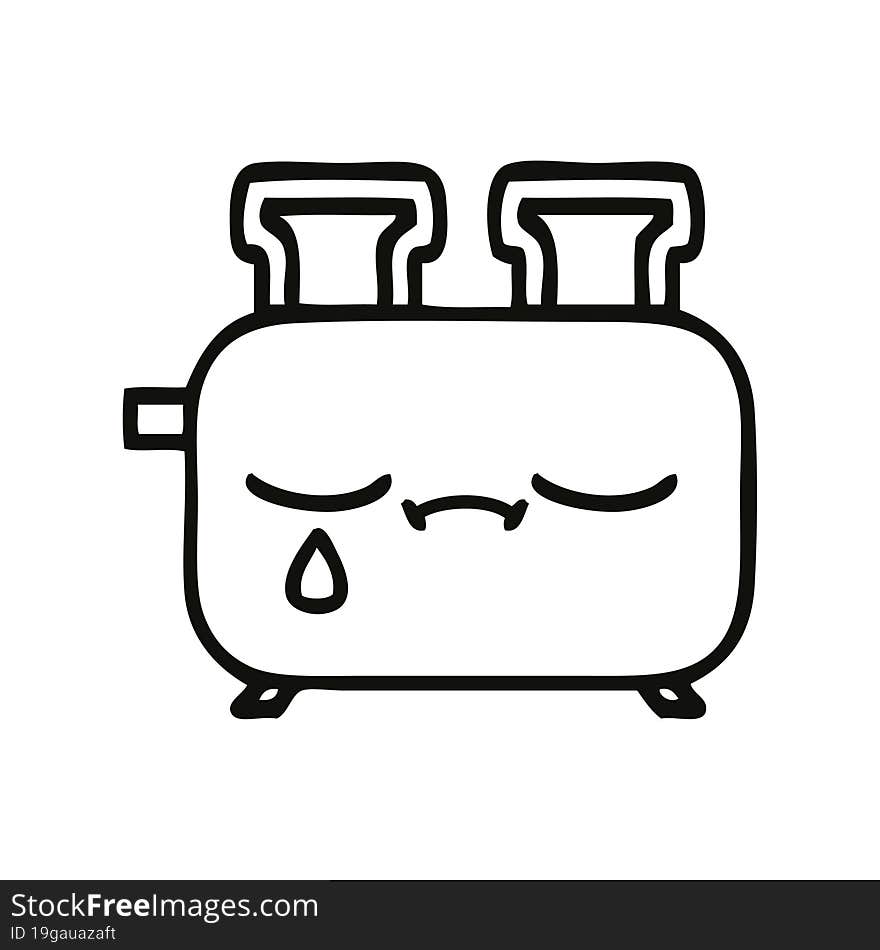 line drawing cartoon of a of a toaster