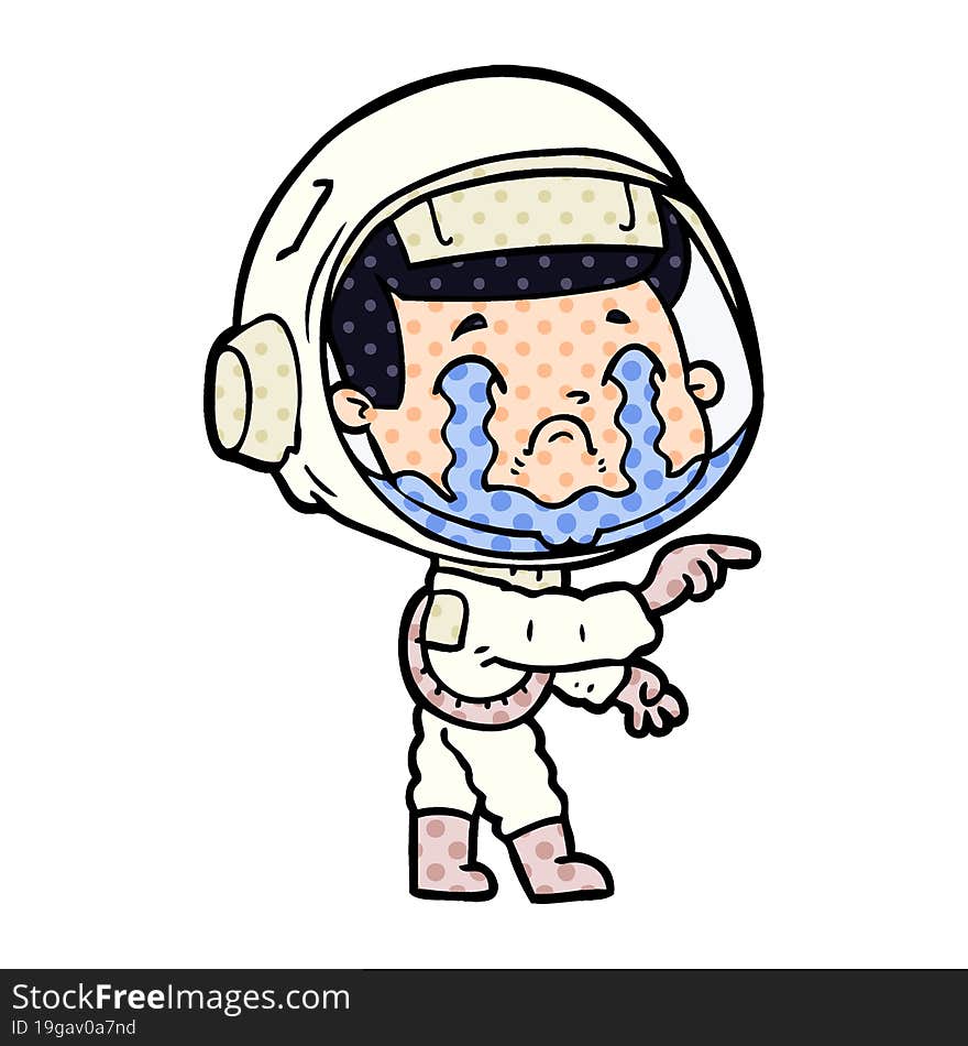 cartoon crying astronaut. cartoon crying astronaut